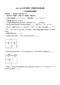 安徽省滁州市全椒县2023-2024学年九年级上学期11月期中物理试题