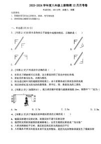 陕西省西北大学附属中学浐灞校区2023-2024学年八年级物理第二次（12月）月考试试卷