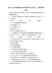 福建省泉州市外国语中学2023-2024学年八年级上学期期中物理试卷