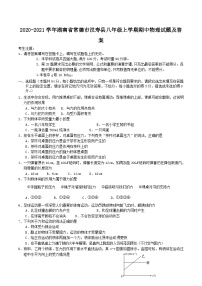 2020-2021学年湖南省常德市汉寿县八年级上学期期中物理试题及答案