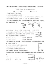 福建省福州一中2023-2024学年九年级物理上学期电学适应性练习试题