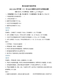 重庆市实验外国语学校2023-2024学年八年级上学期期末考试物理试题