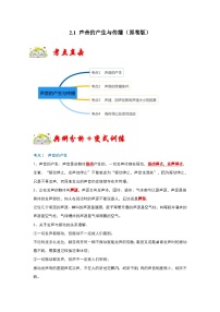 人教版八年级物理上册同步考点专题训练 2.1 声音的产生与传播（原卷版+解析版）