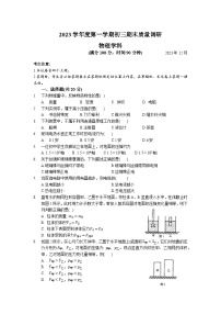 上海市杨浦区2023-2024学年九年级上学期物理（一模）期末试卷