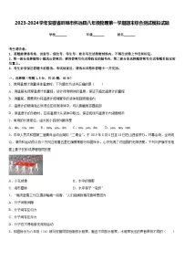 2023-2024学年安徽省蚌埠市怀远县八年级物理第一学期期末综合测试模拟试题含答案