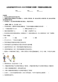 山东省济南市中学2023-2024学年物理八年级第一学期期末监测模拟试题含答案