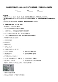 山东省潍坊市昌邑市2023-2024学年八年级物理第一学期期末综合测试试题含答案