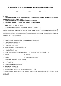 江苏省丹阳市2023-2024学年物理八年级第一学期期末调研模拟试题含答案