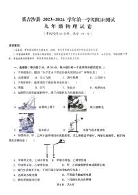 新疆维吾尔自治区喀什地区英吉沙县2023-2024学年九年级上学期1月期末物理试题