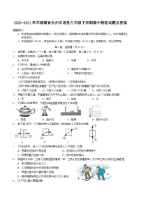 2020-2021学年湖南省永州市道县八年级下学期期中物理试题及答案