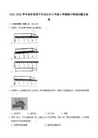 2021-2022学年吉林省四平市双辽市八年级上学期期中物理试题及答案