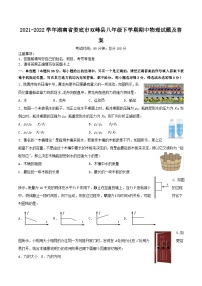 2021-2022学年湖南省娄底市双峰县八年级下学期期中物理试题及答案