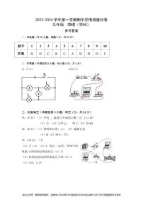 广东省深圳市宝安区宝安中学集团2023-2024学年九年级第一学期期中考试物理答案