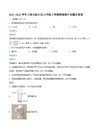 2021-2022学年上海市虹口区九年级上学期物理期中试题及答案