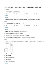 2022-2023学年上海市黄浦区九年级上学期物理期中试题及答案