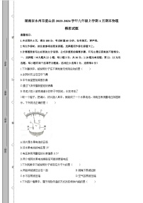 湖南省永州市蓝山县2023-2024学年九年级上学期1月期末物理模拟试题（含答案）