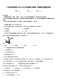 广东珠海市香洲区2023-2024学年物理九年级第一学期期末检测模拟试题含答案