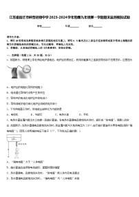 江苏省宿迁市钟吾初级中学2023-2024学年物理九年级第一学期期末监测模拟试题含答案