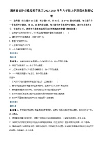 17，湖南省长沙市雅礼教育集团2023-2024学年八年级上学期期末物理试题