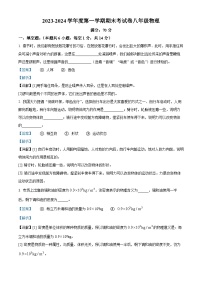 河南省周口市鹿邑县2023-2024学年八年级上学期1月期末物理试题