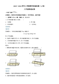 福建省漳州市2023-2024学年八年级上学期期末教学质量检测物理试题（A卷）