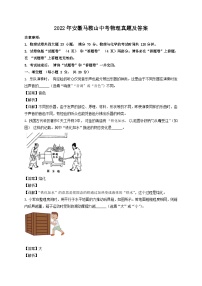 2022年安徽马鞍山中考物理真题及答案