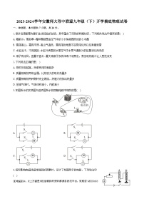 10，安徽师范大学联盟2023-2024学年九年级下学期开学考试 物理试卷