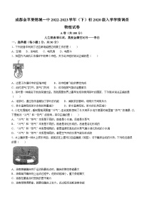 四川省成都金苹果锦城第一中学2022-2023学年九年级下学期入学学情调查物理试题