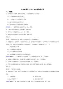 山东省烟台市2023年中考物理试题（附真题解析）