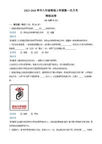 202，河南省南阳市内乡县湍东镇2023-2024学年八年级上学期第一次月考物理试题