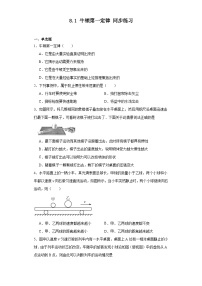 初中物理人教版八年级下册8.1 牛顿第一定律同步训练题