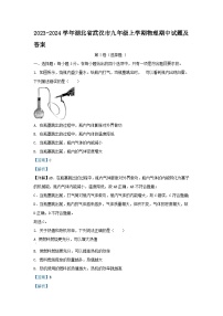 2023-2024学年湖北省武汉市九年级上学期物理期中试题及答案