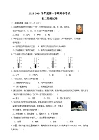 淮安市开明中学教育集团2023-2024学年八年级上学期11月期中物理试题（含答案）
