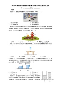 2023年苏州中考物理第一轮复习训练10《压强和浮力》