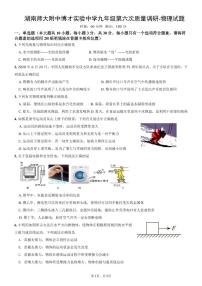 湖南师大附中博才实验中学2023-2024学年下学期九年级第六次质量调研•物理试题+