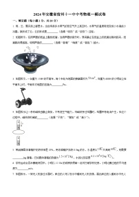 2024年安徽省宿州十一中中考物理一模试卷（原卷版+解析版）