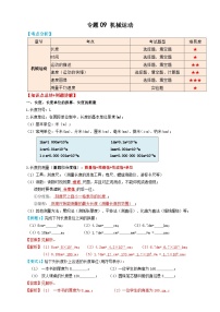 中考物理一轮复习考点过关 专题09机械运动（知识点复习+例题讲解+过关练习） （含解析）