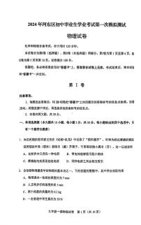 2024年天津河东区九年级下学期一模物理试卷和答案