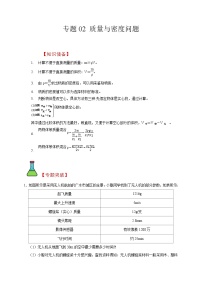 中考物理二轮复习题型专项复习专题02 质量与密度问题（含解析）