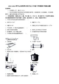 山东省菏泽市牡丹区2023-2024学年八年级下学期4月期中物理试题(无答案)