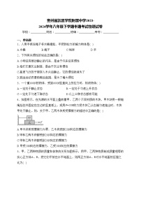 贵州省凯里学院附属中学2023-2024学年八年级下学期半期考试物理试卷(含答案)