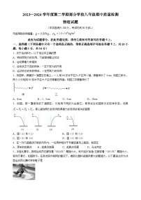 湖北省武汉市黄陂、蔡甸区部分学校2023-2024学年八年级下学期期中物理试卷