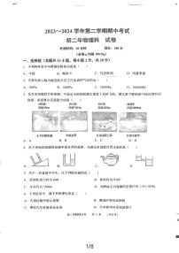 福建省漳州市芗城区漳州第一中学2023-2024学年八年级下学期4月期中物理试卷（无答案）