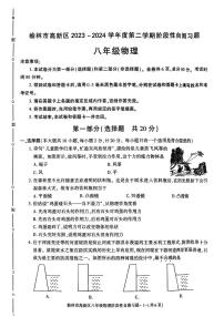 陕西省榆林市高新区2023-2024学年八年级下学期期中考试物理试题