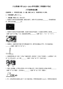 安徽省六安市金安区六安皋城中学2023-2024学年八年级下学期4月期中物理试题(无答案)