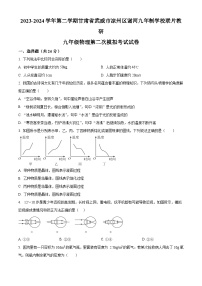 2024年甘肃省武威市凉州区凉州区谢河九年制学校联片教研中考二模物理试题（原卷版+解析版）