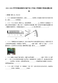 2021-2022学年河南省南阳市镇平县八年级上学期期中物理试题及答案