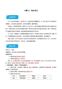 2024年中考物理二轮复习 重点 专题03 物态变化（含解析）