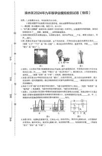 2024年江西省新余市渝水区中考第二次模拟考试物理+试卷