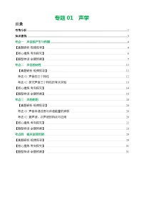 专题01 声学（讲练）- 中考物理大二轮复习讲义及练习